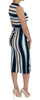 Blue White Striped Silk Stretch Sheath Dress