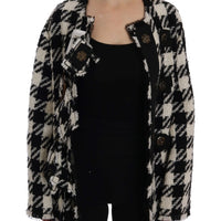 Black White Wool Knitted Crystal Jacket