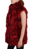 Red Coyote Fur Sleeveless Coat Jacket