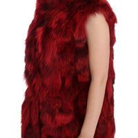 Red Coyote Fur Sleeveless Coat Jacket