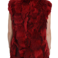 Red Coyote Fur Sleeveless Coat Jacket