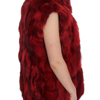 Red Coyote Fur Sleeveless Coat Jacket