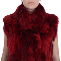 Red Coyote Fur Sleeveless Coat Jacket