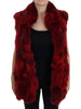 Red Coyote Fur Sleeveless Coat Jacket