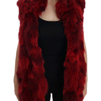 Red Coyote Fur Sleeveless Coat Jacket