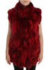 Red Coyote Fur Sleeveless Coat Jacket