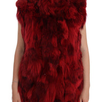 Red Coyote Fur Sleeveless Coat Jacket