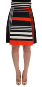 Black Orange Striped Brocade Skirt