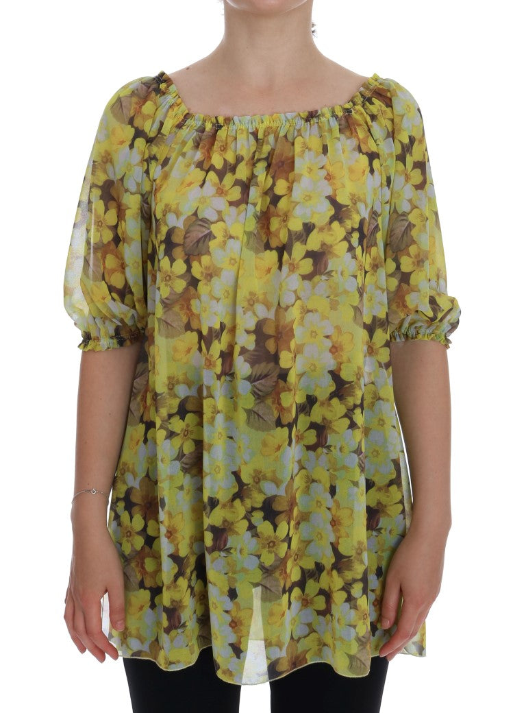 Yellow Floral Transparent Blouse