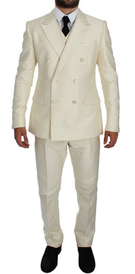 White Slim Double Breasted 3 Piece Suit