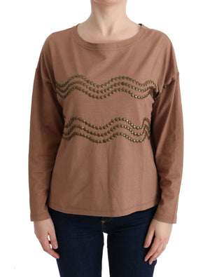 Brown Cotton Studded Sweater