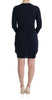 Blue Wool Long Sleeve Shift Dress