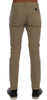 Beige Cotton Stretch Slim Fit Chinos