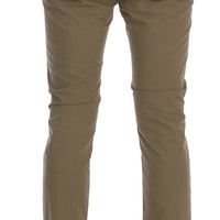 Beige Cotton Stretch Slim Fit Chinos