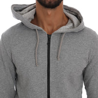 Gray Full Zipper Hodded Cotton Sweater