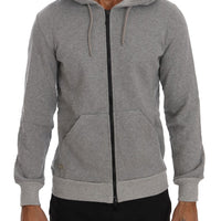 Gray Full Zipper Hodded Cotton Sweater