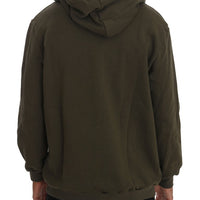 Green Full Zipper Hodded Cotton Sweater