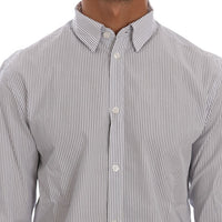 White Blue Striped Casual Cotton Regular Fit Shirt