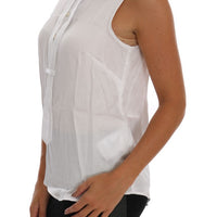 White Sleeveless Viscose Blouse Top