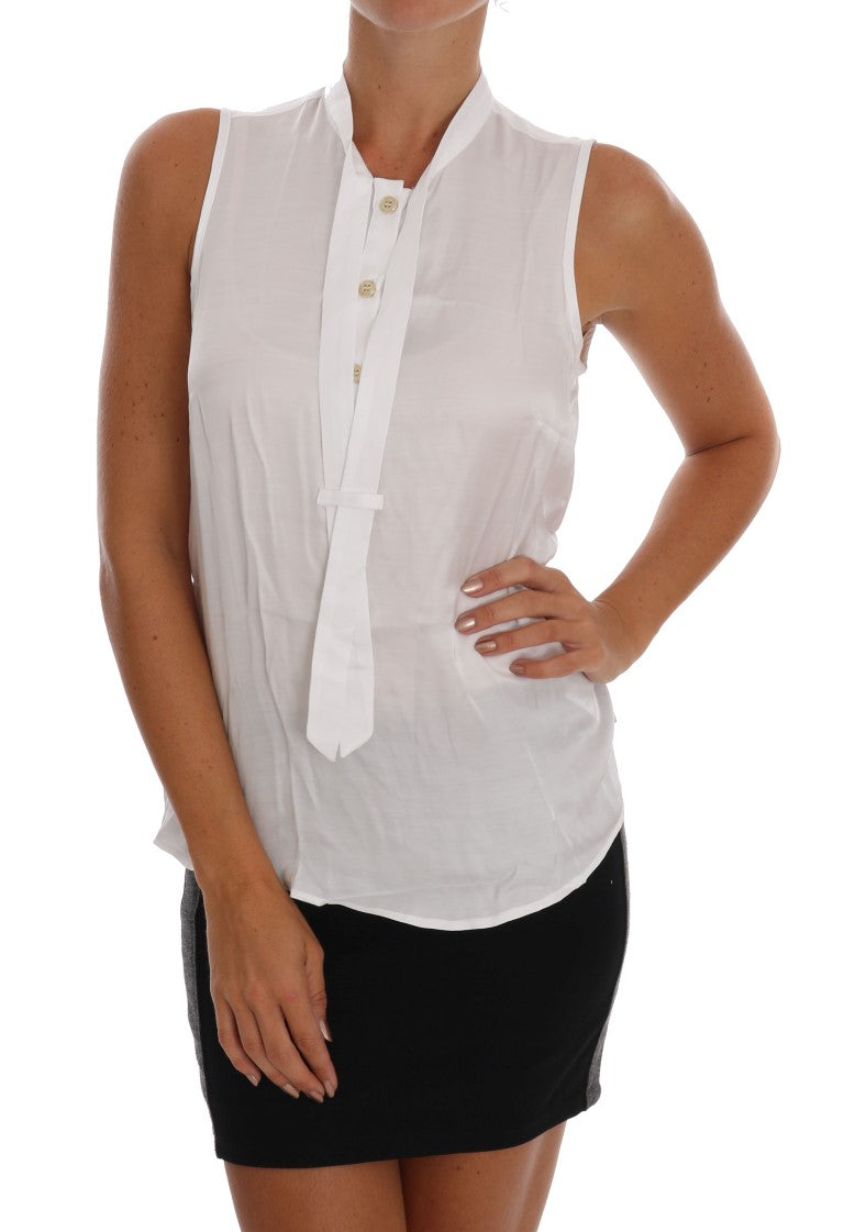 White Sleeveless Viscose Blouse Top