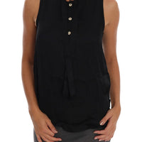 Black Sleeveless Viscose Blouse Top