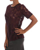 Purple Floral Lace Blouse Top