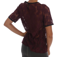 Purple Floral Lace Blouse Top