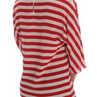 Red White Striped Silk T-Shirt