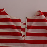 Red White Striped Silk T-Shirt