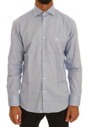 Blue Cotton Slim Fit Dress Shirt