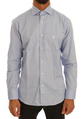 Blue Cotton Slim Fit Dress Shirt