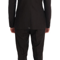 Brown Striped Double Breasted 3 Piece Suit