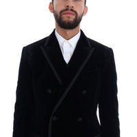 Black Velvet Double Breasted Slim Suit