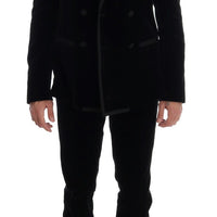 Black Velvet Double Breasted Slim Suit