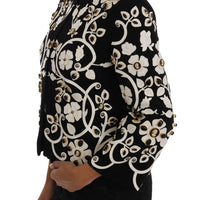 Black Baroque Floral Crystal Jacket