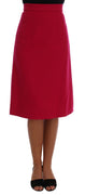 Pink Wool Knee Long A-Line Skirt