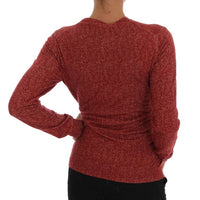 Red Wool Top Cardigan Sweater