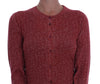 Red Wool Top Cardigan Sweater