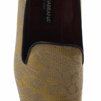 Yellow Gold Silk Baroque Loafers Shoes