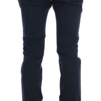 Blue Cotton Stretch Slim Fit Pants