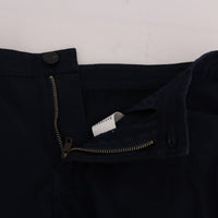 Blue Cotton Stretch Slim Fit Pants