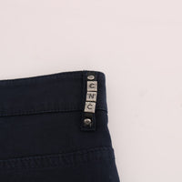 Blue Cotton Stretch Slim Fit Pants