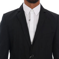 Black Cotton Slim Fit Blazer Jacket