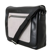 Black Gray Leather Messenger Shoulder Bag