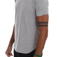 Gray Cotton Stretch Crew-neck T-Shirt