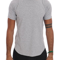 Gray Cotton Stretch Crew-neck T-Shirt