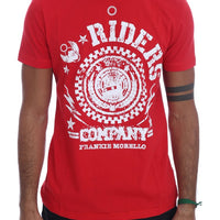 Red Cotton RIDERS Crewneck T-Shirt