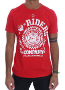 Red Cotton RIDERS Crewneck T-Shirt