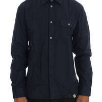 Blue Casual Cotton Long Sleeve Shirt