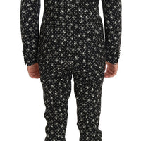 Black Skull Print Slim Fit 3 Piece Suit